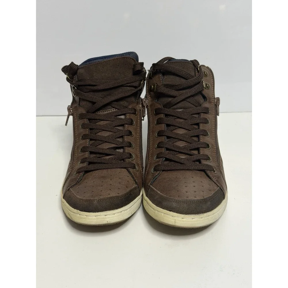 Steve Madden Men's P-Depot Lace up Leather Sneaker Cognac Rust Lea Size 8